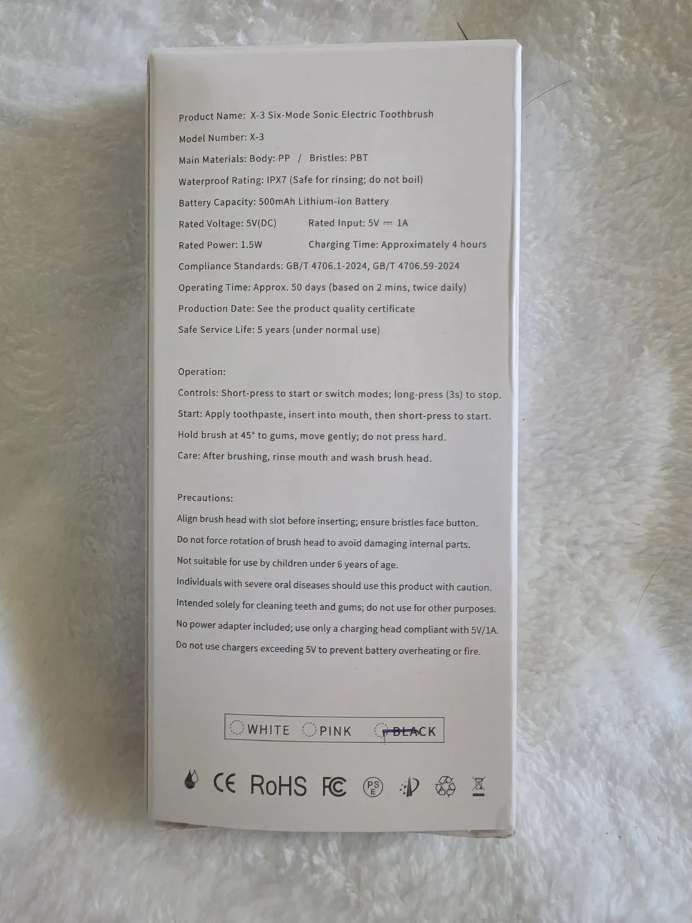 X-3 Sonic Electric Toothbrush - Black